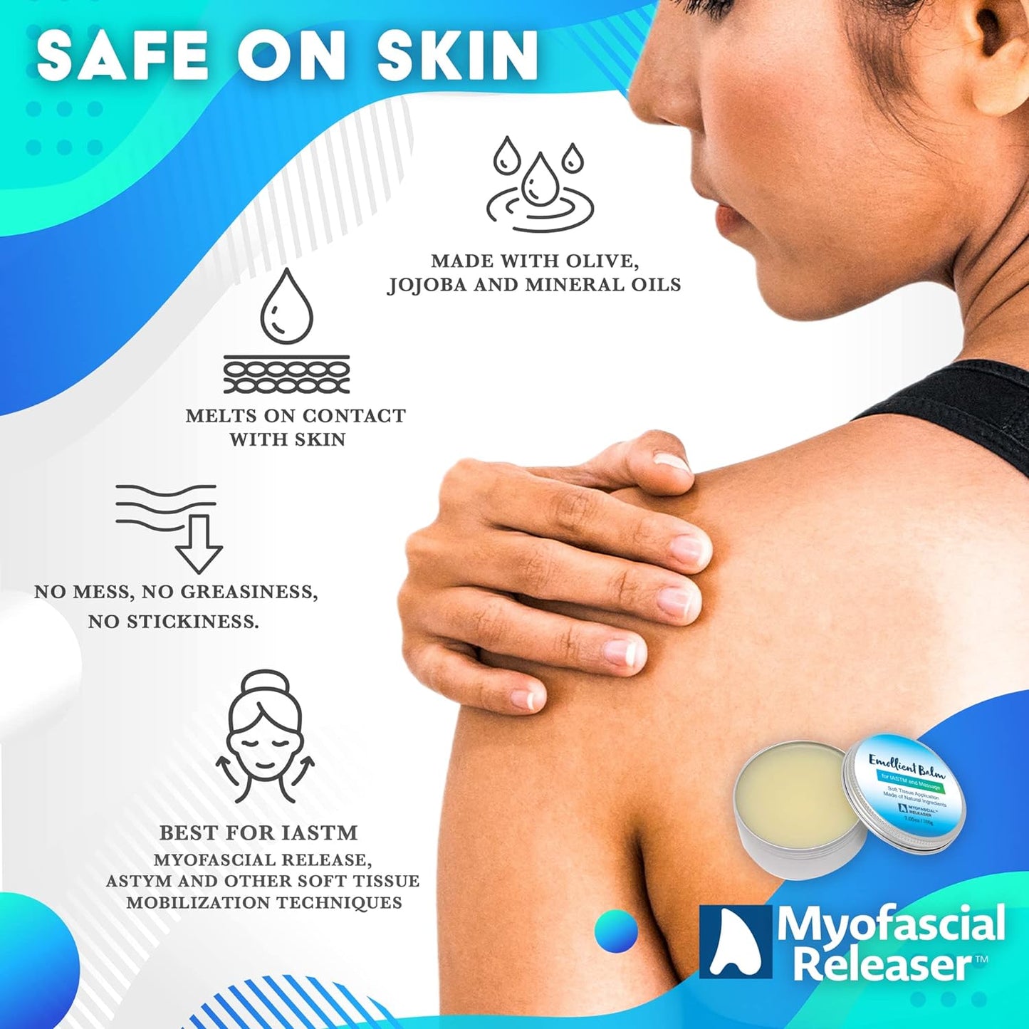 Massage Tools Large Emollient Balm - Natural Essential Massage Oil - Myofascial Release Tool Massage Cream for Massage Therapy - IASTM Tool Muscle Rub Ultra Strength - Gua Sha Tool Partner for Body (195g)