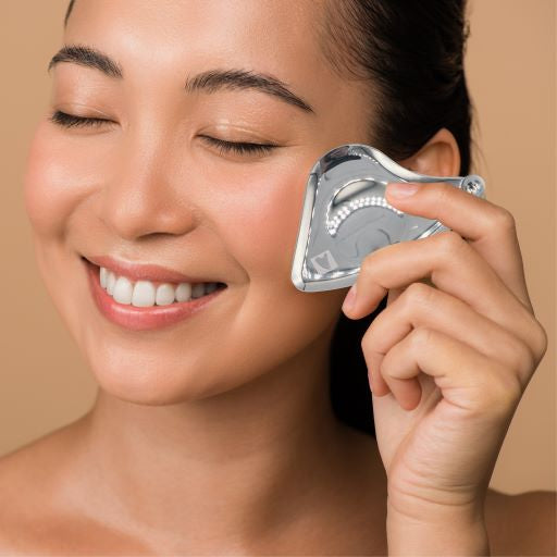 Gua Sha Facial Tools Beauty Trifecta Kit with Stainless Steel Face Roller Massager, Dry Brush, Upgrade from Your Jade Roller Stone Guasha Tool, Beauty Tools Accessories