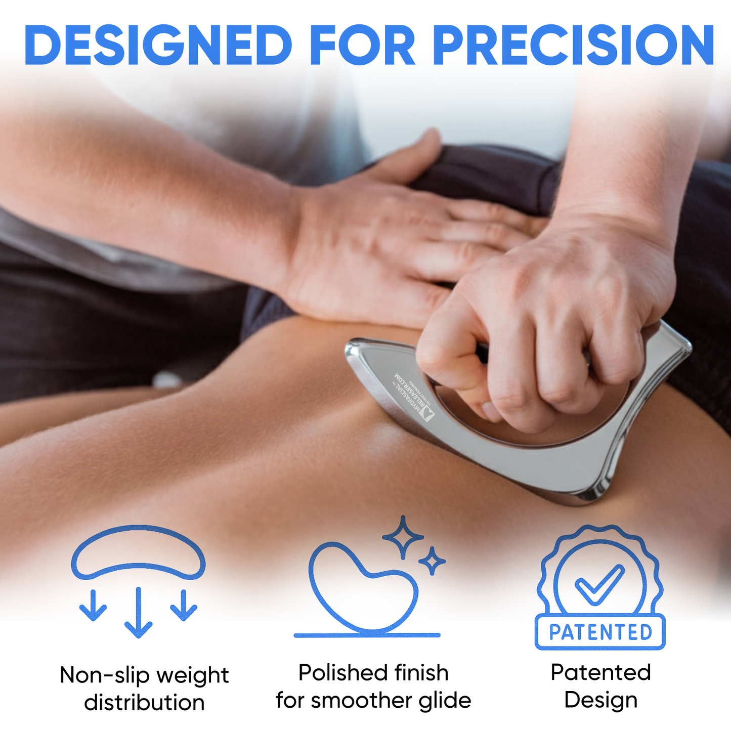 (Ergo Tool) Professional Muscle Scraper - Patented IASTM Massage Tool for Physical Therapy, GuaSha Tool for Body Myofascial Release - Medical Grade 304 Stainless Steel