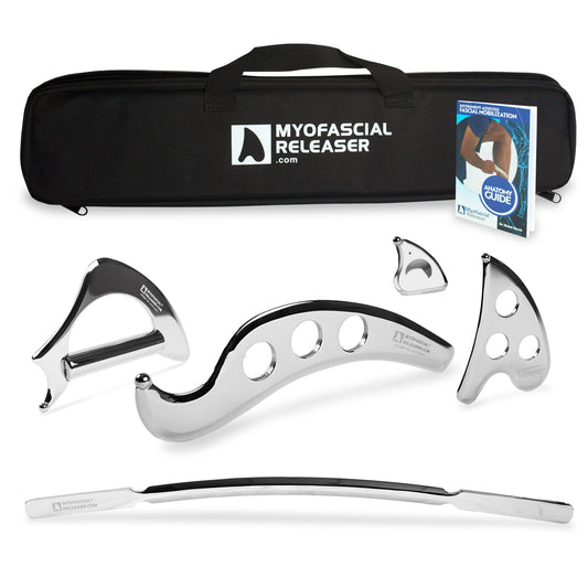 (Combo Set) Professional Muscle Scraper - Patented IASTM Massage Tool for Physical Therapy, GuaSha Tool for Body Myofascial Release - Medical Grade 304 Stainless Steel